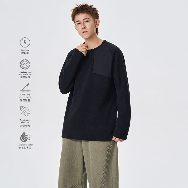 Herren Polar-Langarmshirt mit asymmetrischer Brustpasse und leichtem Stretch