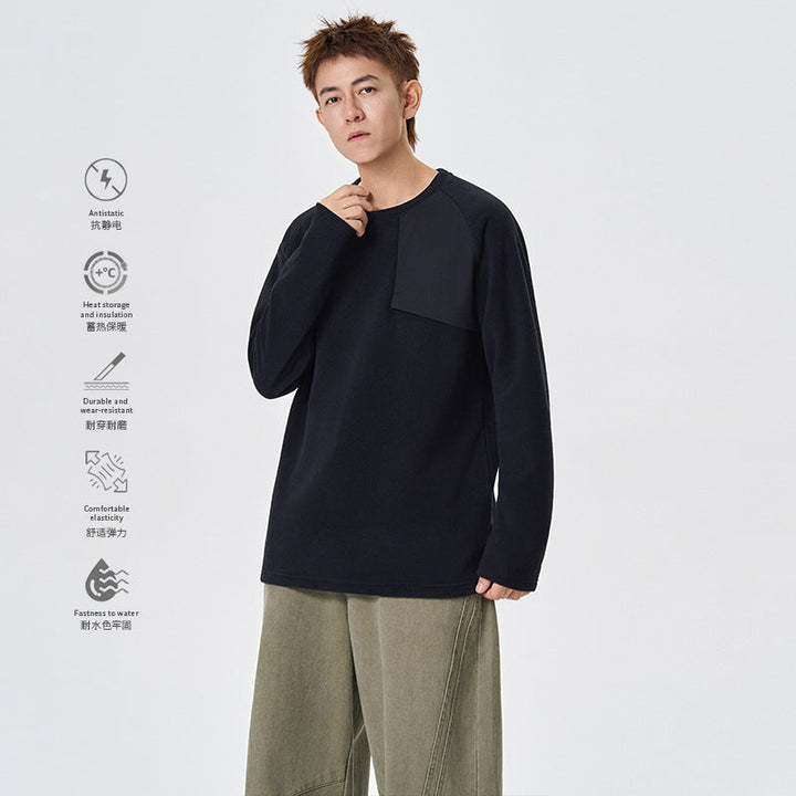 Herren Polar-Langarmshirt mit asymmetrischer Brustpasse und leichtem Stretch