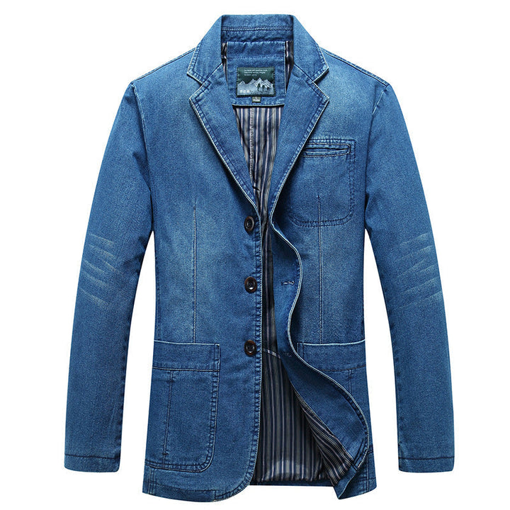 Męska denim marynarka w loose fit z lapel kołnierzem i naszywanymi kieszeniami
