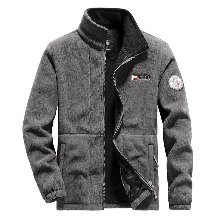 Męski polar outdoorowy kurtka z wysoki kołnierz, full-length zamek i oddychający microfleece podszewka