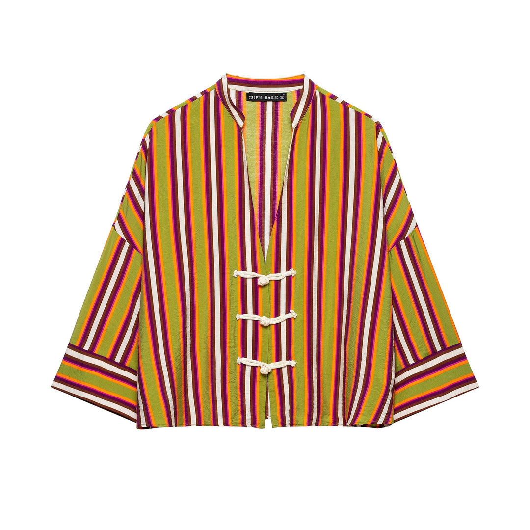 Damska oversize kimono kurtka z Decorative Cord Closings i Three-Quarter rękawami Lumaza