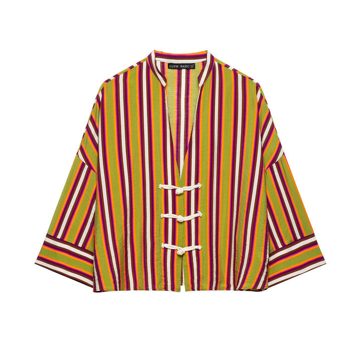 Damska oversize kimono kurtka z Decorative Cord Closings i Three-Quarter rękawami Lumaza
