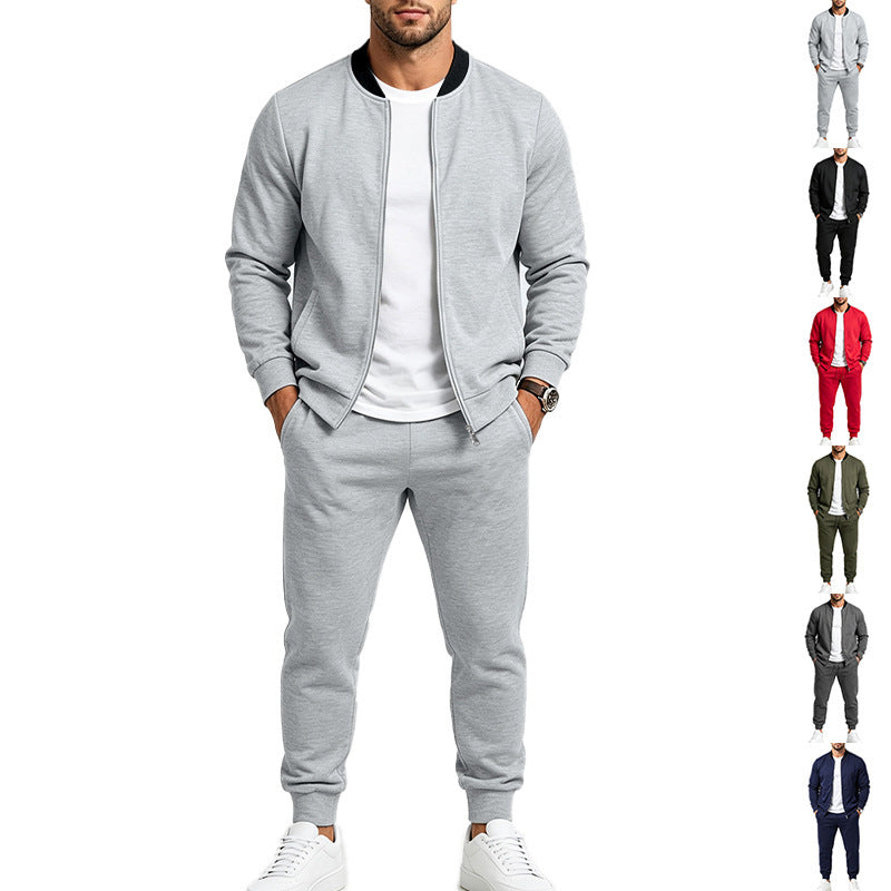 Męska sweat set wykonana z miękki sweat tkanina z kurtka bomberka i tapered jogging spodnie