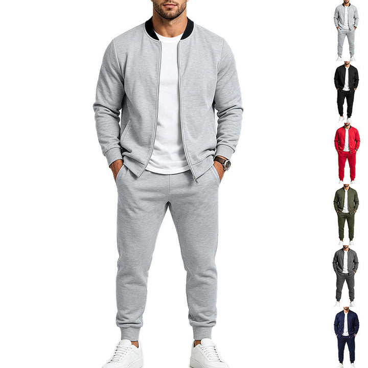 Męska sweat set wykonana z miękki sweat tkanina z kurtka bomberka i tapered jogging spodnie