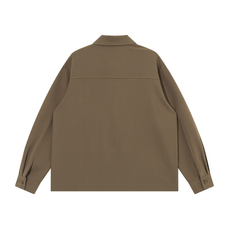 Unisex Boxy Kurtka koszulowa z minimalistyczny dividing szwy i ukryty Kieszenie