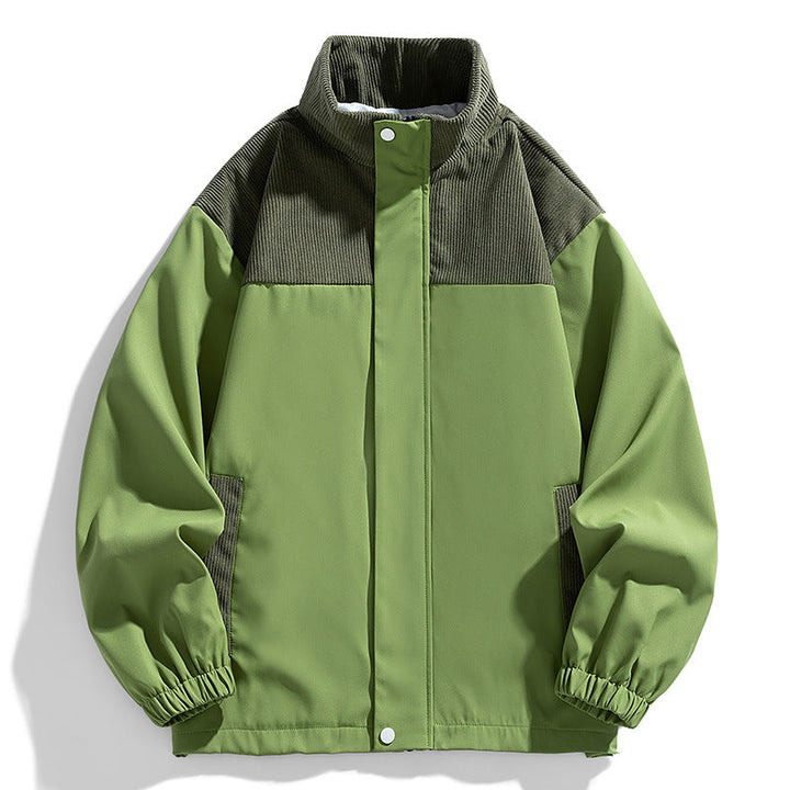 Damska oversize Transitional kurtka z Cord Trim i stójka kołnierzem Lumaza