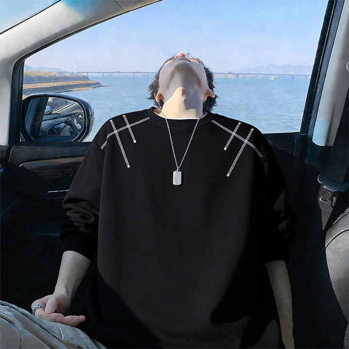 Męska oversize bluza wykonana z bawełna mieszanka z visible ozdobny szwy na shoulders