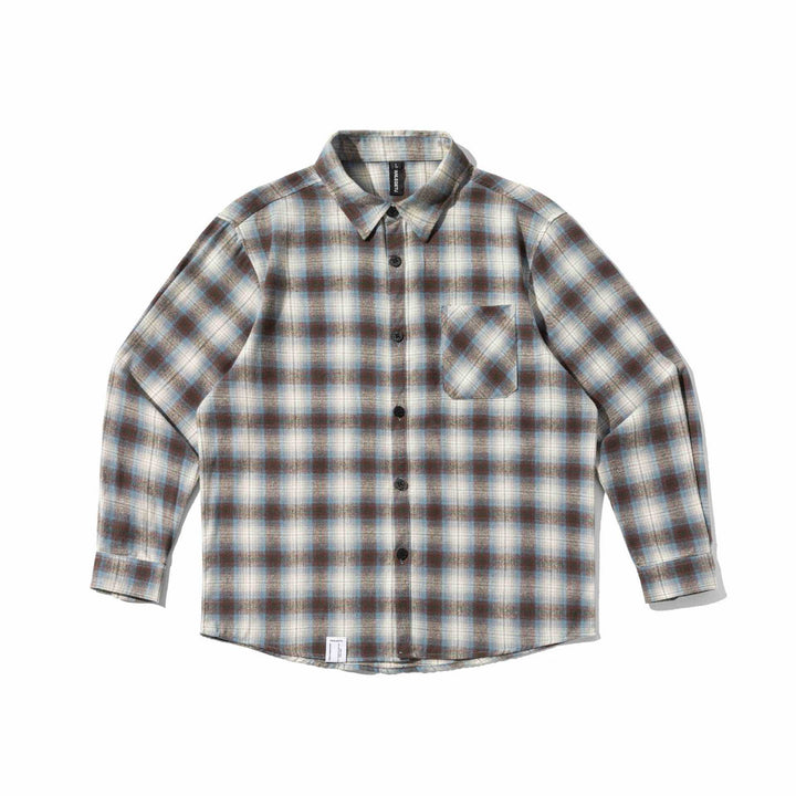Męska flannel kurtka koszulowa w boxy wygląd z miękki brushed fwish i klatka piersiowa naszywka kieszenią