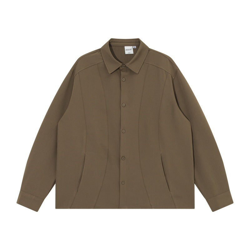 Unisex Boxy Kurtka koszulowa z minimalistyczny dividing szwy i ukryty Kieszenie