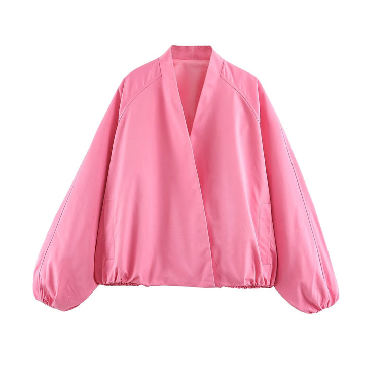 Damska oversize kimono krótka kurtka z Balloon rękawami i Elastic dołem Lumaza