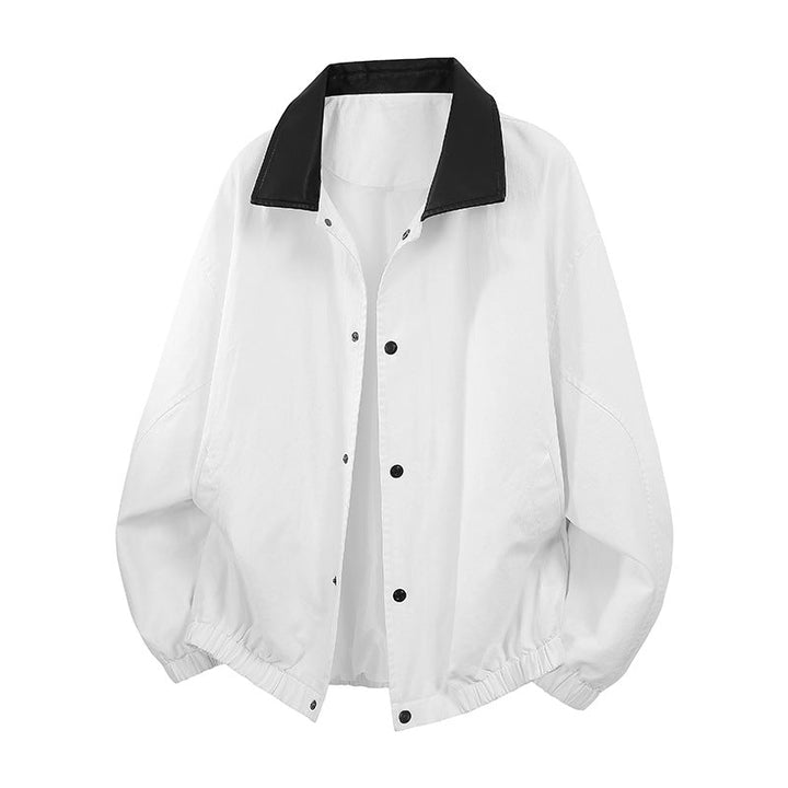 Męski Oversize Coach Kurtka z Shiny Kołnierz, Ukryty Snap Placket, i Elastic Dół