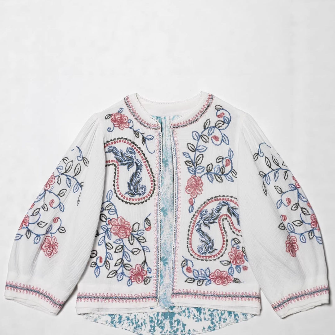 Damska pikowana kimono kurtka z kwiatowa Embroidery Lumaza