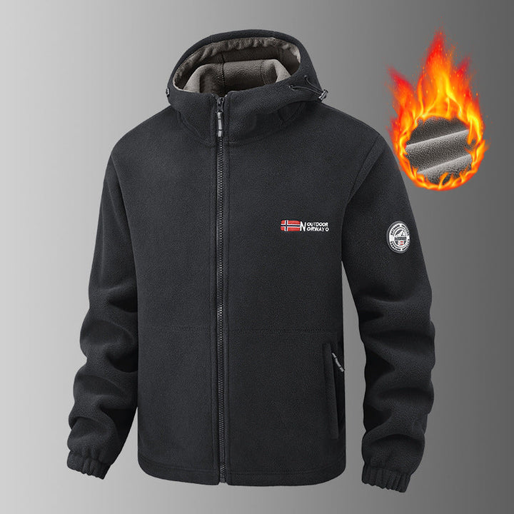 Męska warming polar kurtka z kapturem z ciepł podszewka, zippered Kieszenie i elastyczne mankiety