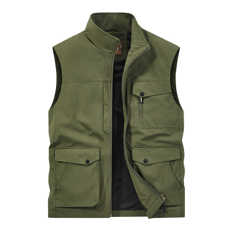 Męska outdoorowy utility kamizelka z Multi-kieszeniami, zamkiem i Mesh Lwwg