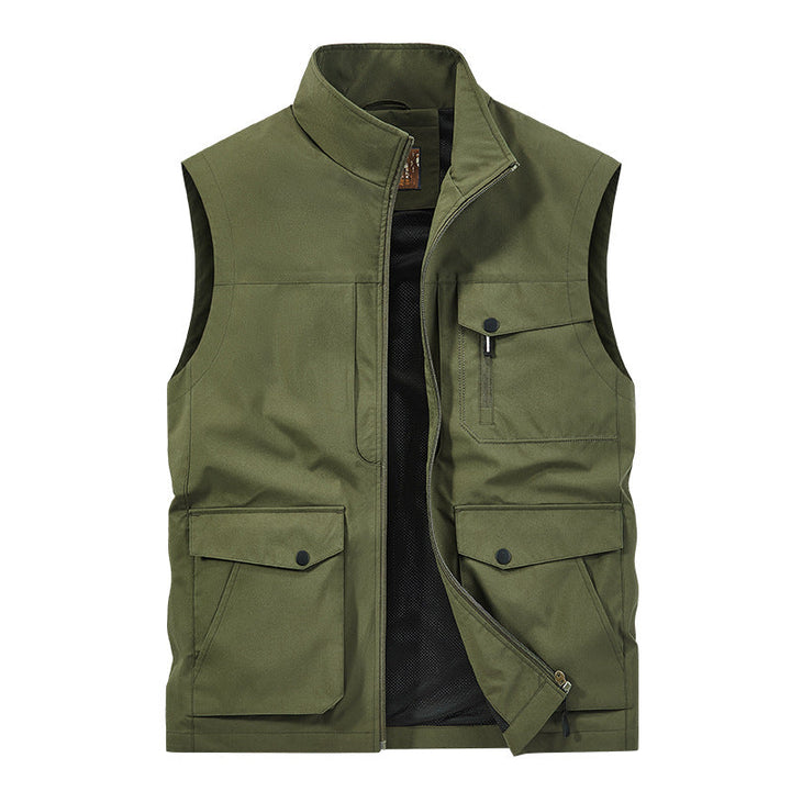 Męska outdoorowy utility kamizelka z Multi-kieszeniami, zamkiem i Mesh Lwwg