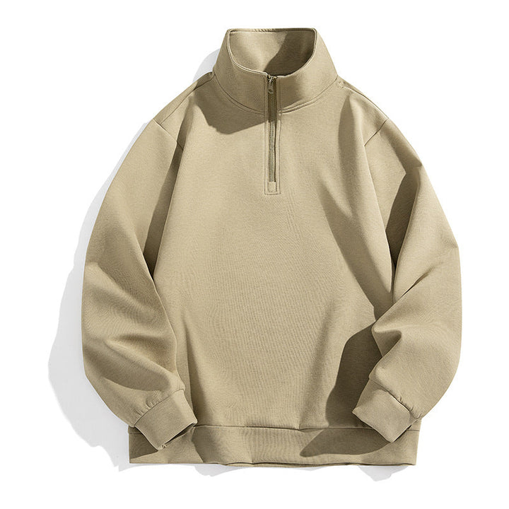Męska Oversize Krótki zamek Bluza z Wysoki Stójka, Heavy French Terry i Minimalistyczny Fason