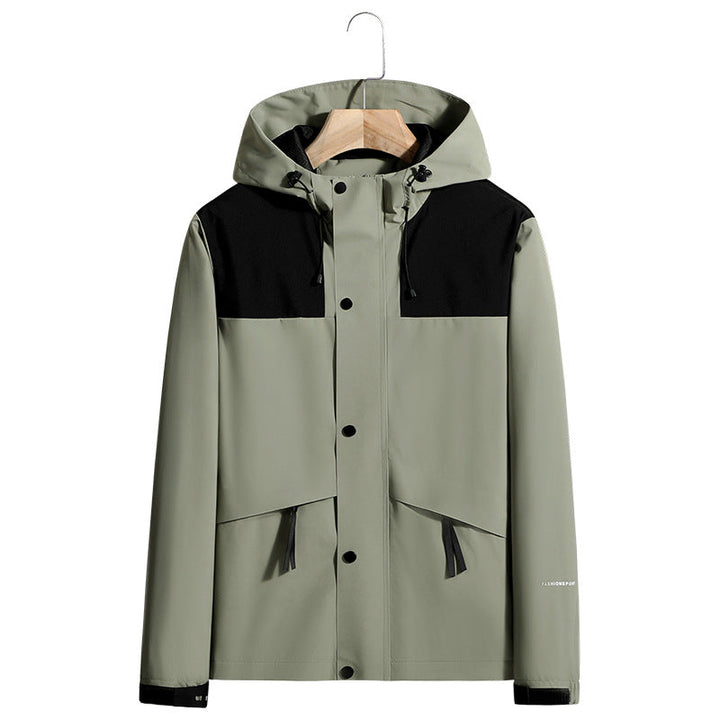 Męska lekka wodoodporny kapturemed softshell kurtka z ukryty Press Stud listwa i ściągaczem