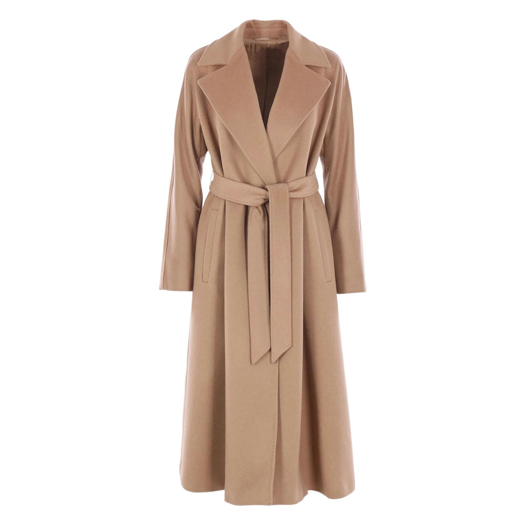 Damska elegancka kopertowa płaszcz made of mieszanka wełny z Wide Lapel i Waist paskiem Lumaza