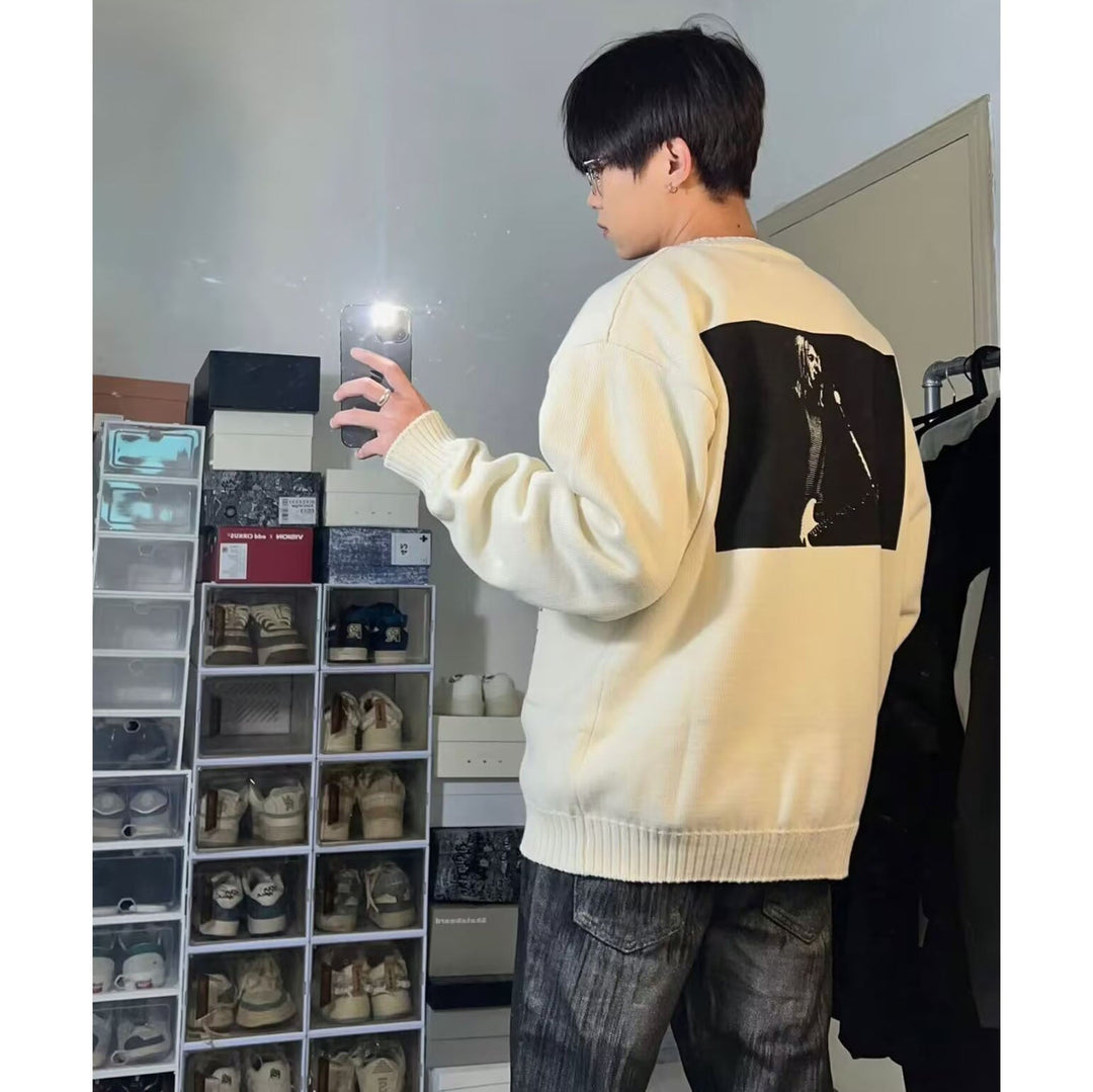 Męska Codzienny Oversize Sweter z Graficzny Print