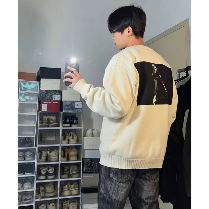 Męska Codzienny Oversize Sweter z Graficzny Print