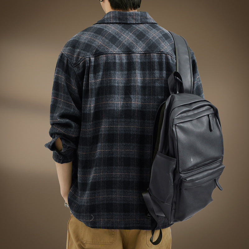 Męska casualowo Checkered wzór kurtka koszulowa