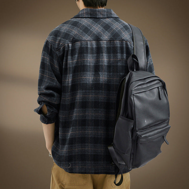 Męska casualowo Checkered wzór kurtka koszulowa