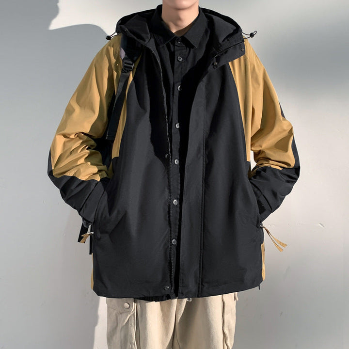 Męska two-warstwa softshell overlay kurtka z kapturem, wwd i water repellent membrana i regulowany dół