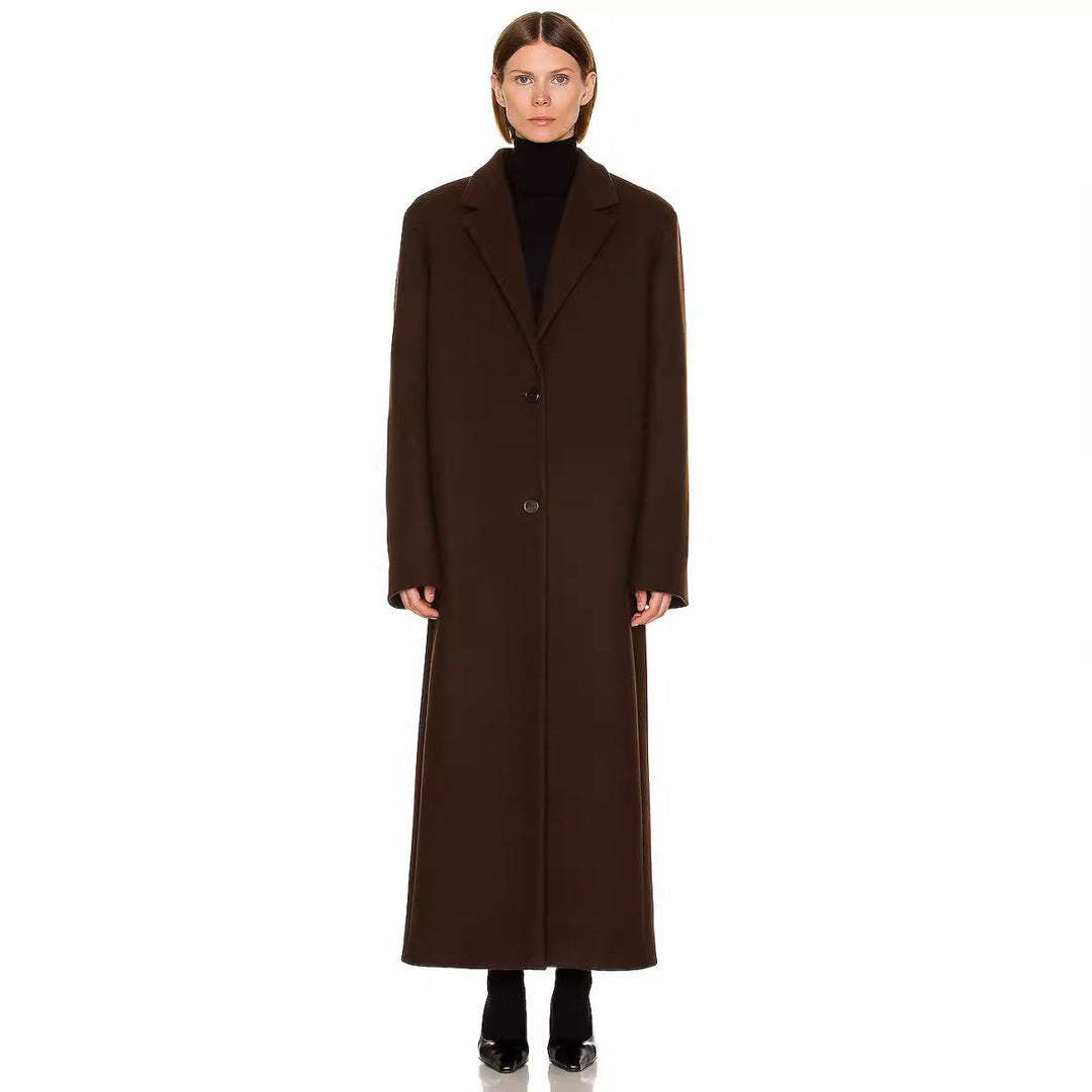 Damska Maximal One-guzikami płaszcz in oversize Cut z Classic Lapel Lumaza