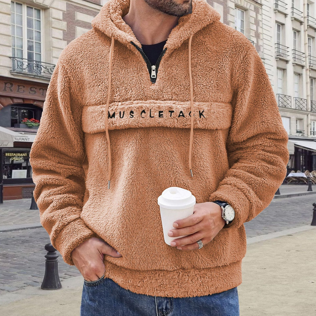 Męska Nano Teddy Polar Bluza z kapturem z Half Zamek, Kieszeń kangurka i Miękki Podszewka