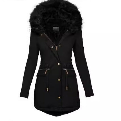 Damska dopasowana-krój termiczna Parka z voluminous faux fur hood i ściągaczem Lumaza