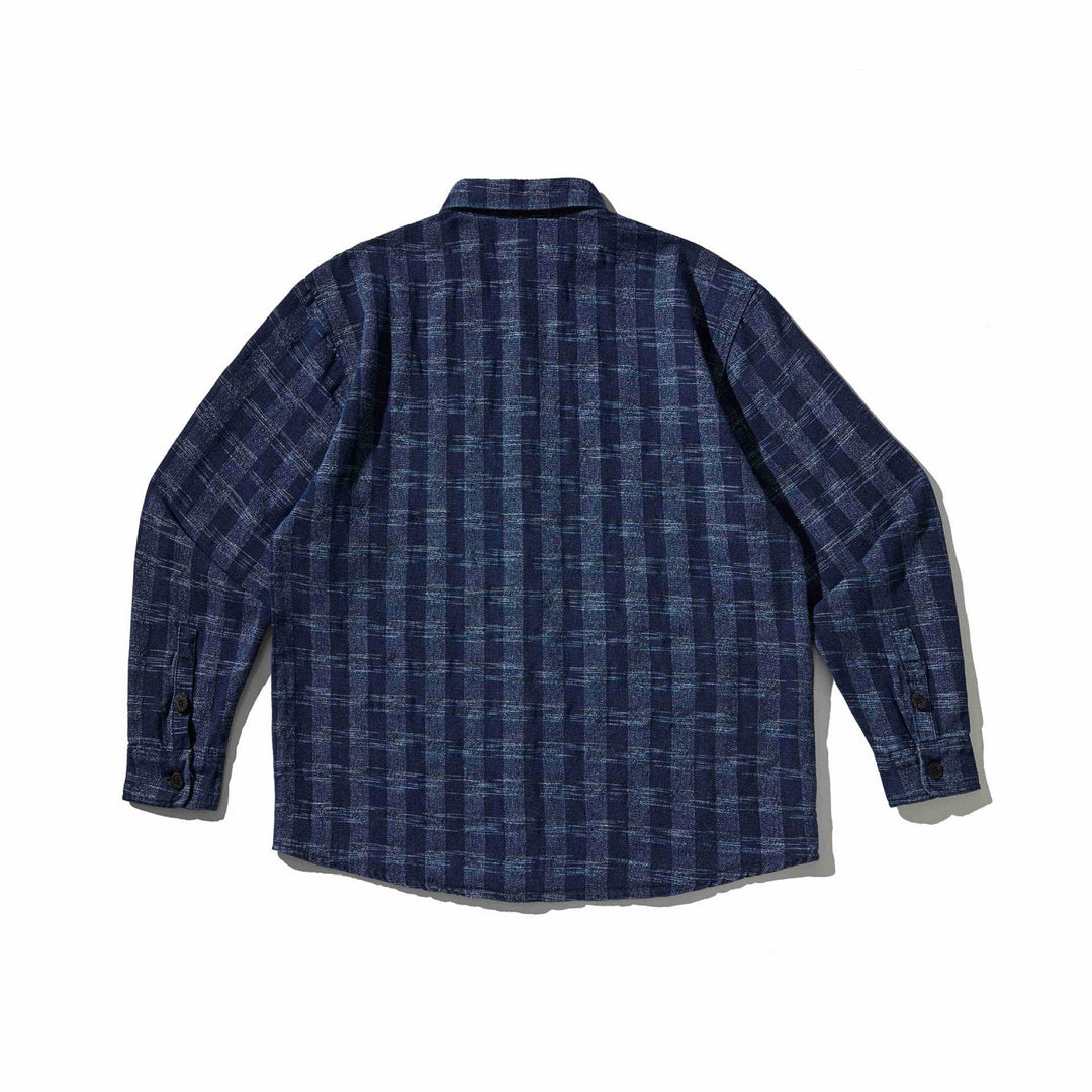 Męska w kratę denim kurtka koszulowa z rounded dół