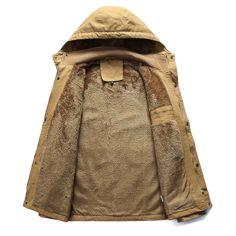 Męska ocieplana Wwter parka z teddy fleece Lwwg, kapturem, i Multi-funkcja kieszeniami
