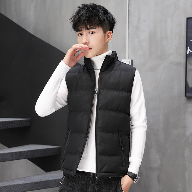 Męski pikowany termiczny waistcoat z kołnierz ze stójką i zippered kieszenie