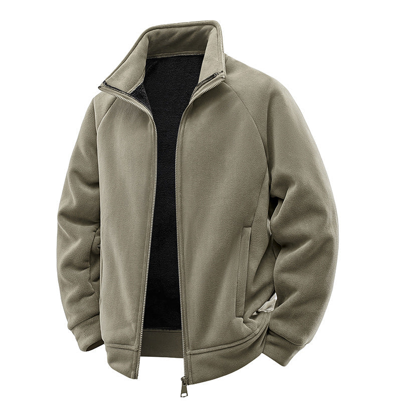 Męska fleece termiczny kurtka z double-warstwa teddy wner lwwg i wysoki stójką