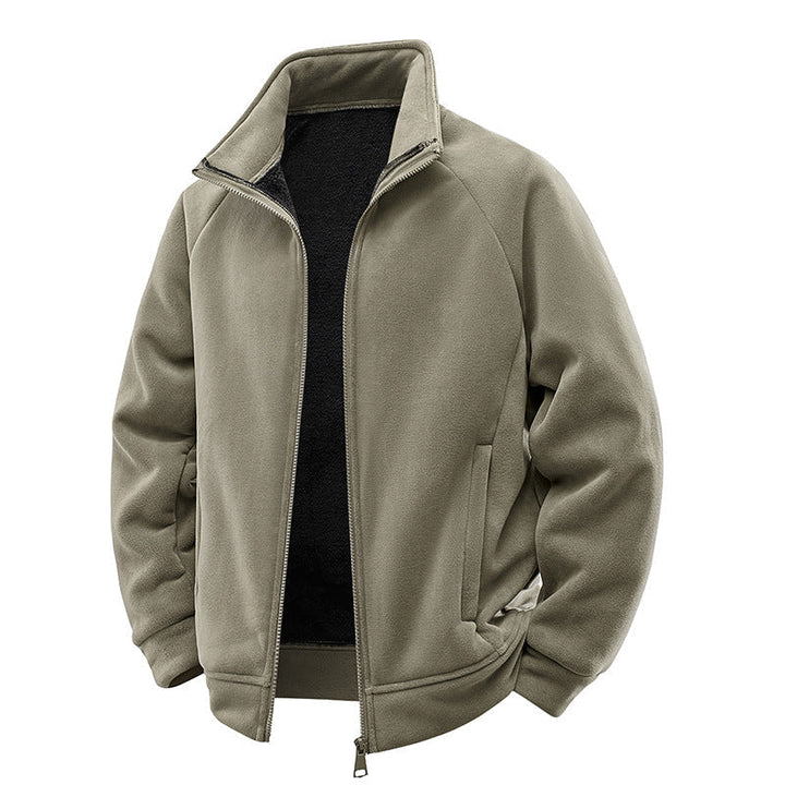 Męska fleece termiczny kurtka z double-warstwa teddy wner lwwg i wysoki stójką