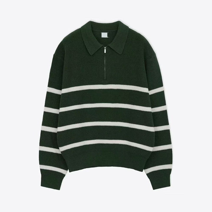 Męska Modny Krótka Rękaw Sweter z Stripes