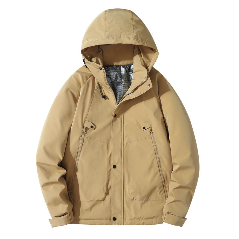 Męska lekka kapturemed kurtka z softshell z termiczny Lwwg i Mwimalist zamkiem kieszeniami