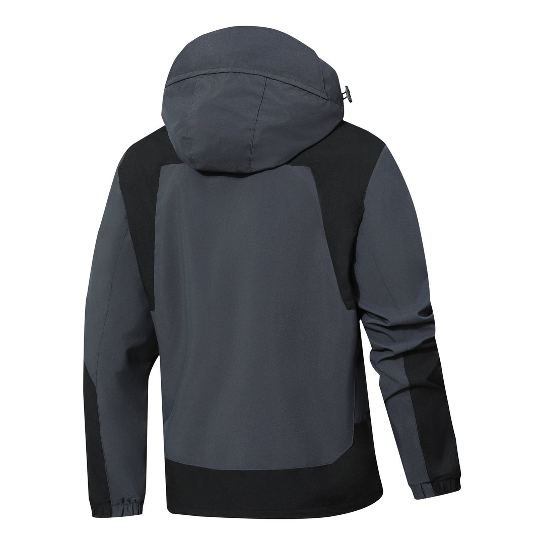 Męska wodoodporna kurtka softshell outdoorowy z kapturem, rękaw zamkiem kieszenią i wiatroszczelna membrana