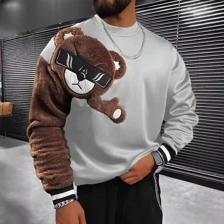 Męska Bluza z Pluszowy Bear Appliqué