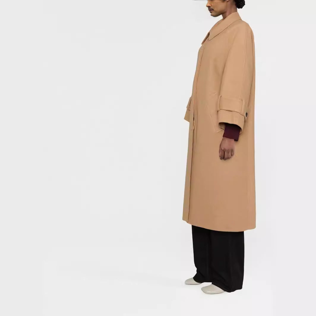 Damska Maxi Length mieszanka wełny płaszcz z Extra długa, boxy rękawami Lumaza