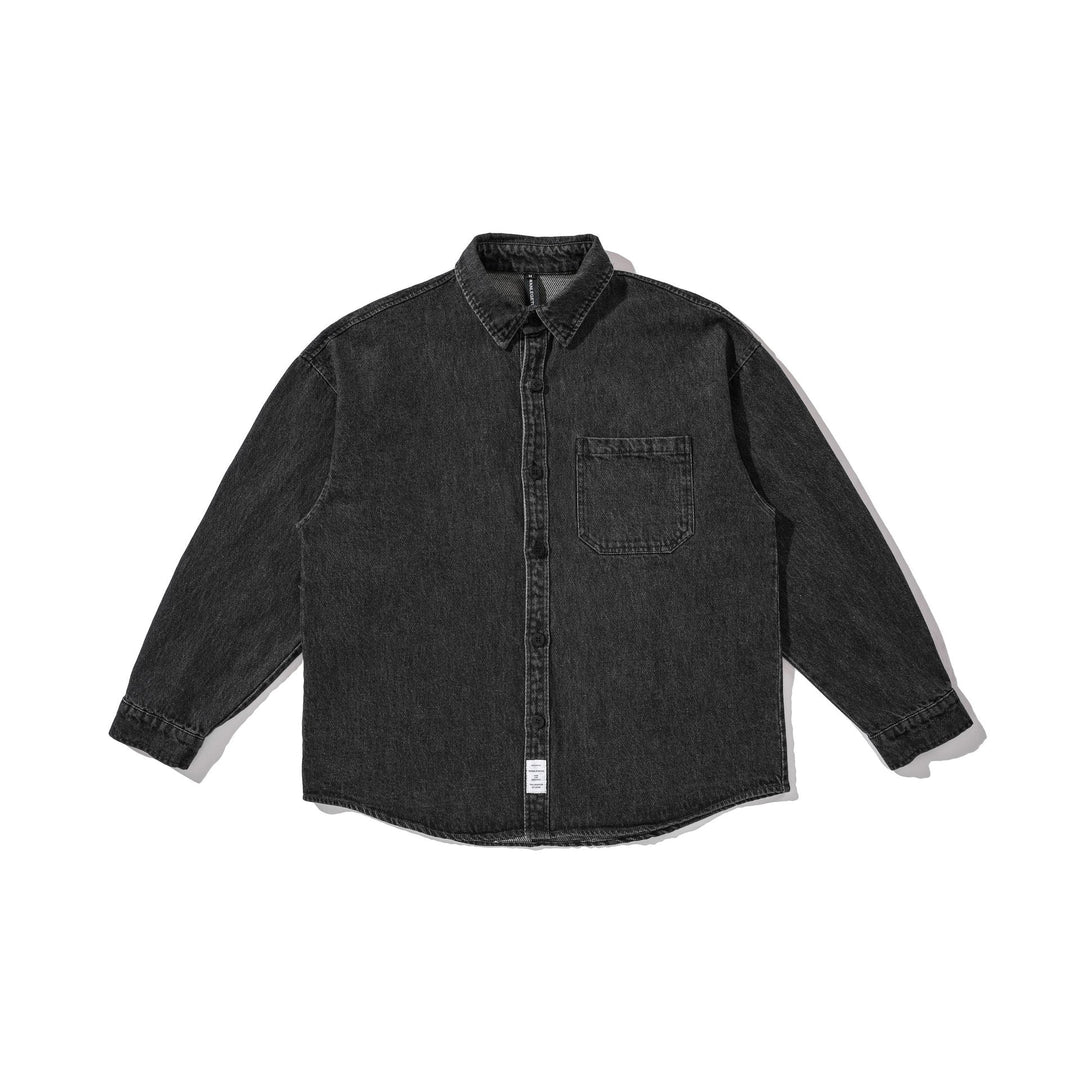 Męska koszula wierzchnia z washed denim z rounded dół