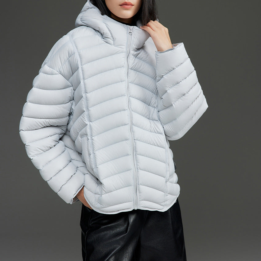 Damska ultralekka pikowana Down kurtka z kapturem i Windproof Outer Shell Lumaza