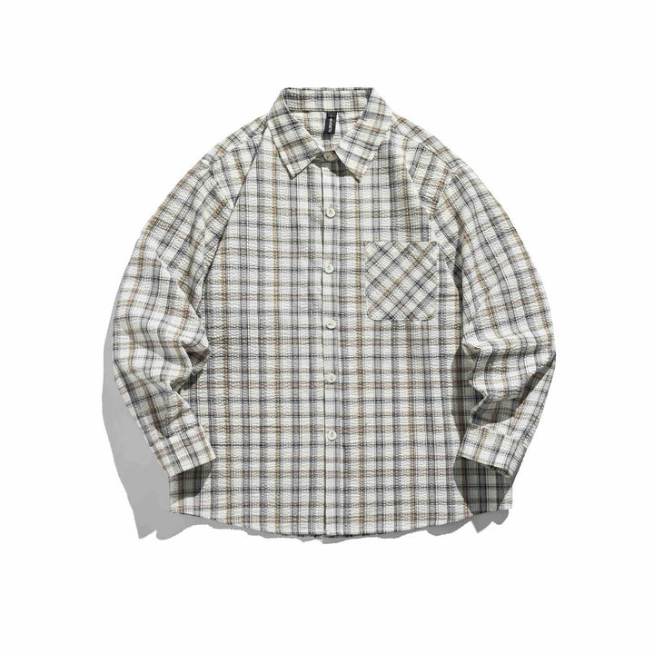 Damskie Oversize checkered kurtka koszulowa z pikowana structure