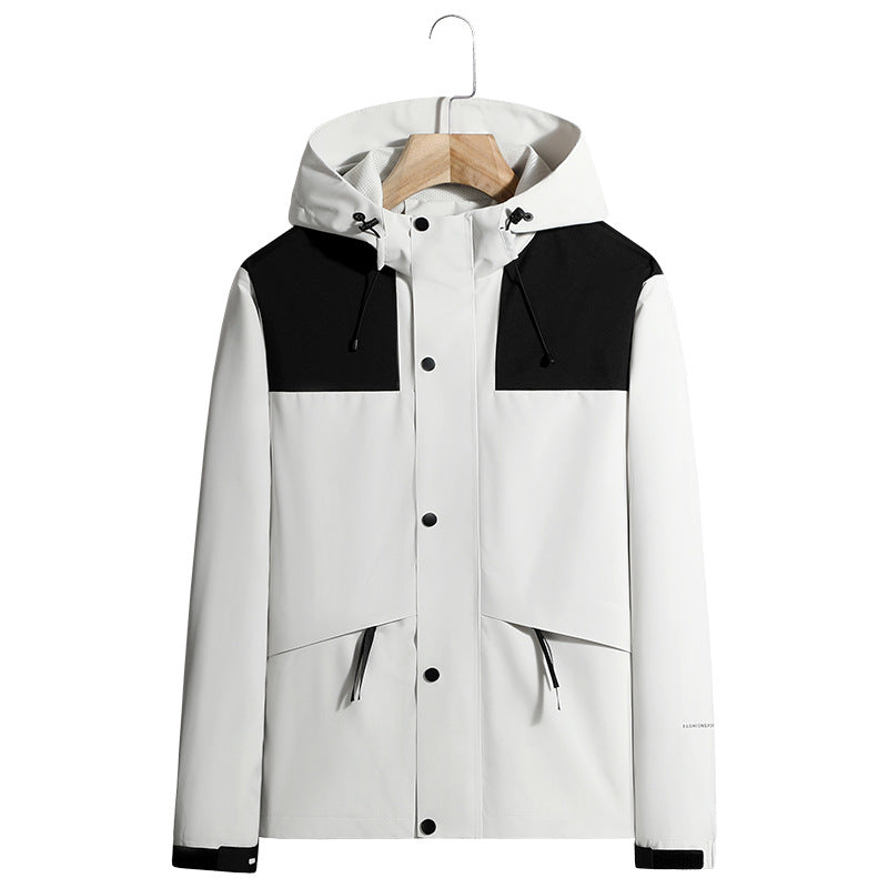Męska lekka wodoodporny kapturemed softshell kurtka z ukryty Press Stud listwa i ściągaczem