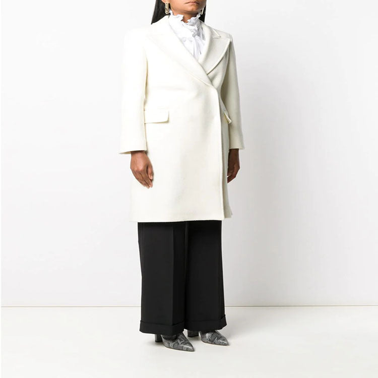 Damska Clean-Cut długa płaszcz z Slightly Dropped Lapels i Clear Tailoring Silhouette Lumaza