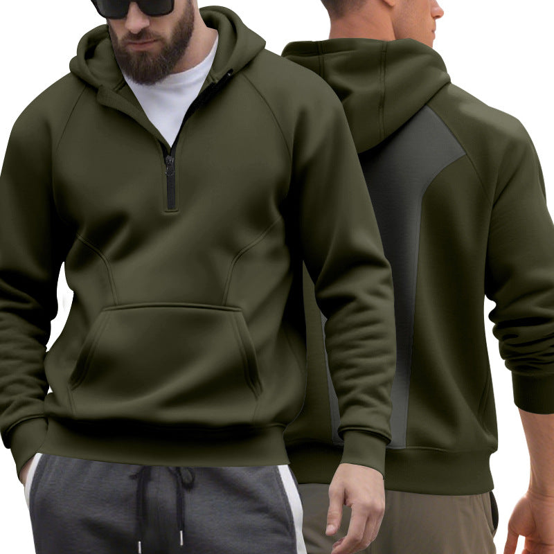 Męska krótki zamek bluza z kapturem w minimalistyczny softshell wygląd z kieszeń kangurka i raglanowy Rękawy