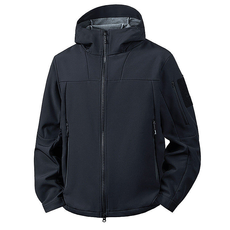 Męska wwd i wodoodporny softshell kurtka z kapturem i tactical kieszeniami