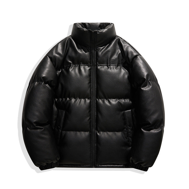 Kurtka pikowana unisex z imitacji skóry lekka puchowa
