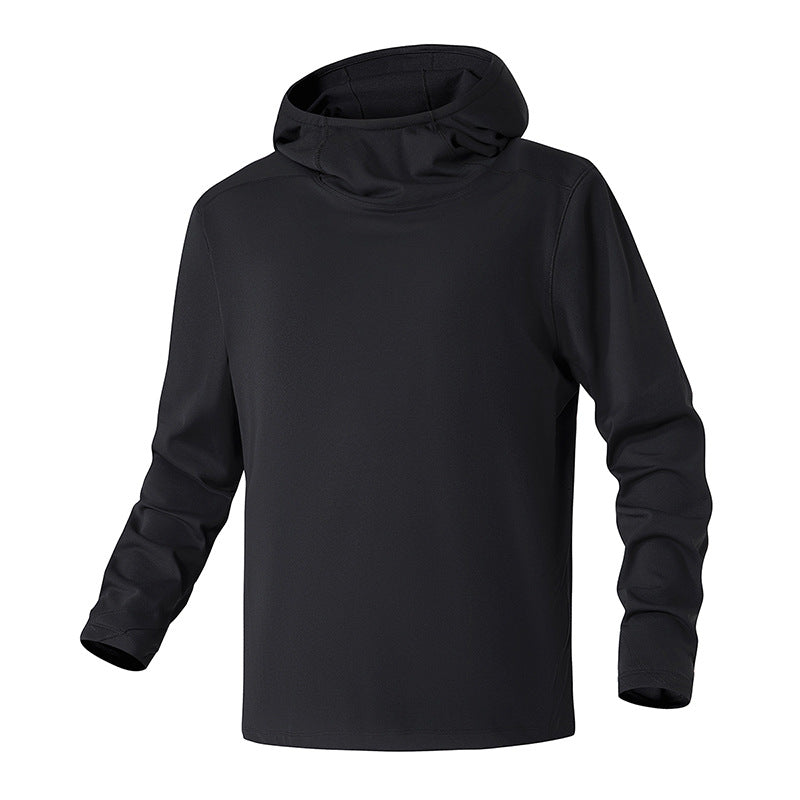 Herren Kapuzenpullover mit hohem Schalkragen aus technischem Stretchjersey
