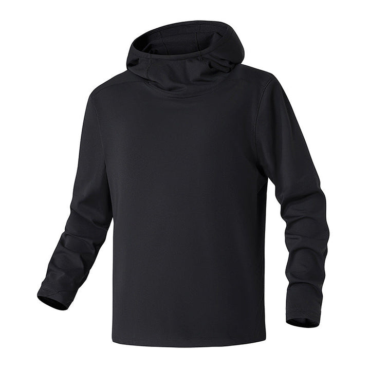 Herren Kapuzenpullover mit hohem Schalkragen aus technischem Stretchjersey
